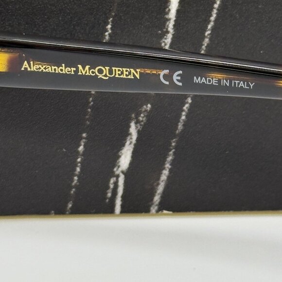 NEW ALEXANDER MCQUEEN EYEGLASSES, AM0286O 002 HAVANA SQUARE EYEWEAR - Picture 8 of 9